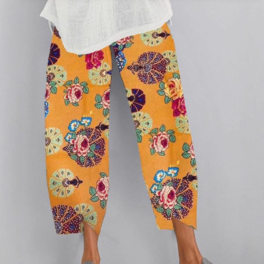 Women's Boho Floral Print Cropped Jogger Pants