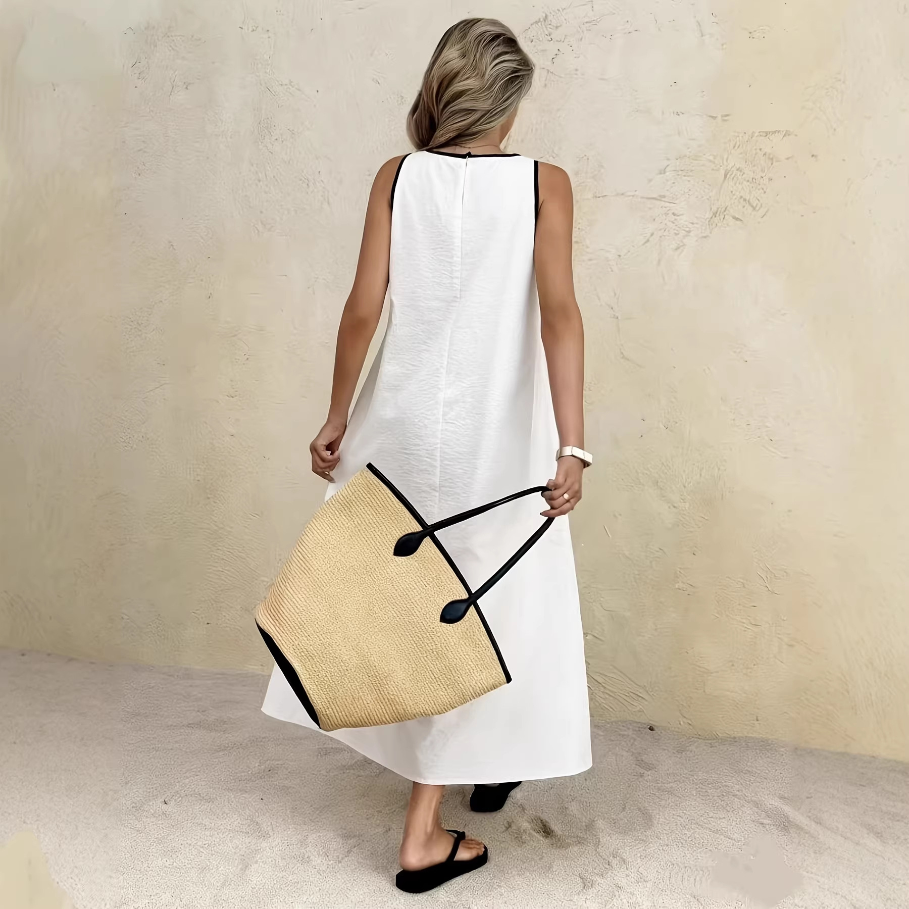 Solid Sleeveless Long Tank Dress