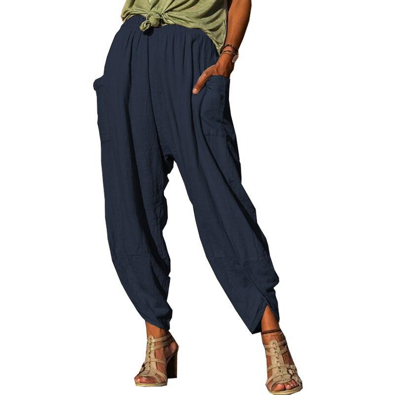 Women's Casual Cotton-Linen Harem Pants Loose Bohemian Long Pants