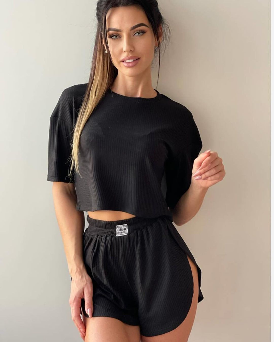 Women's Short Sleeve Crewneck T-Shirt and Shorts Two-Piece Set