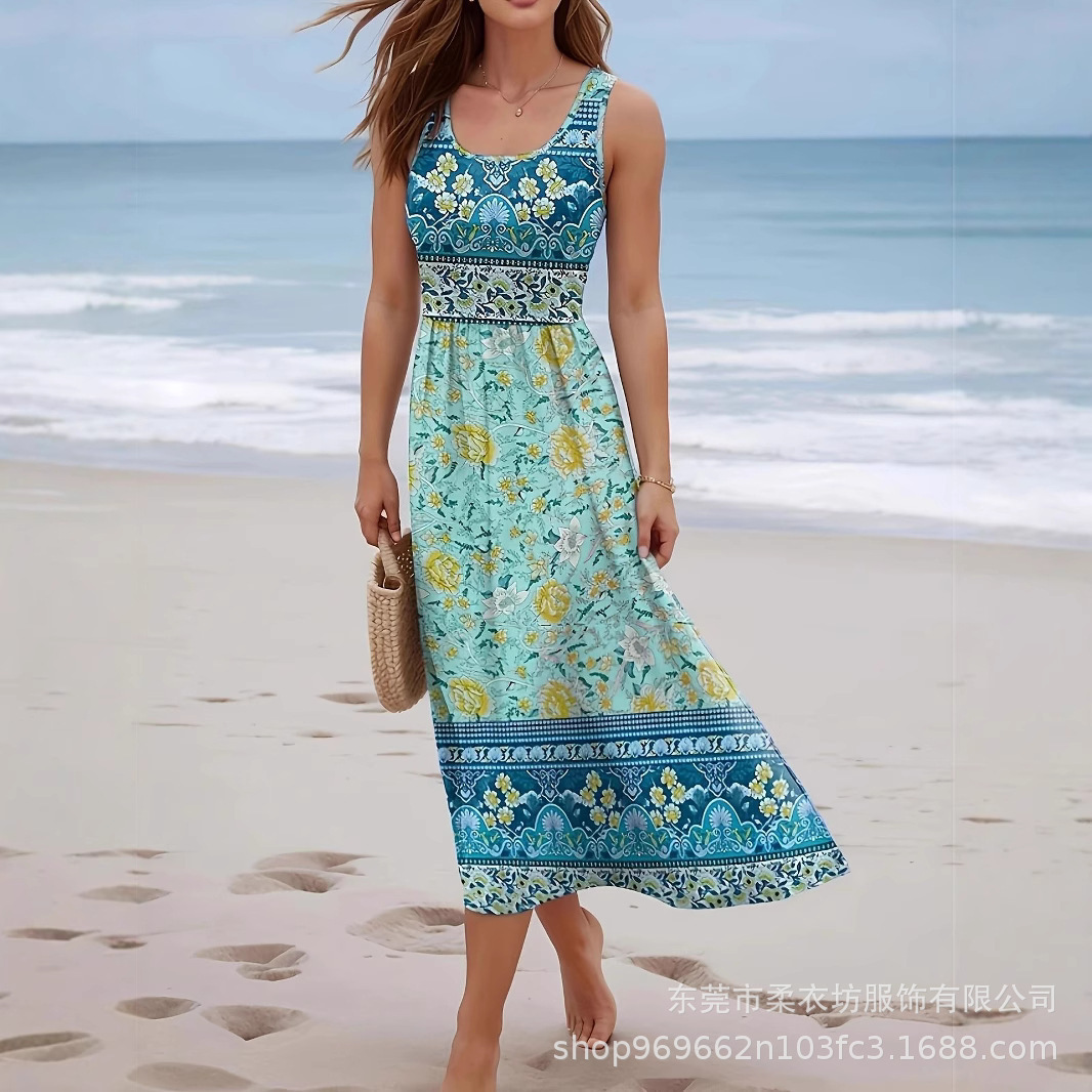 Printed Sleeveless Maxi Dress for Beach and Casual Wear