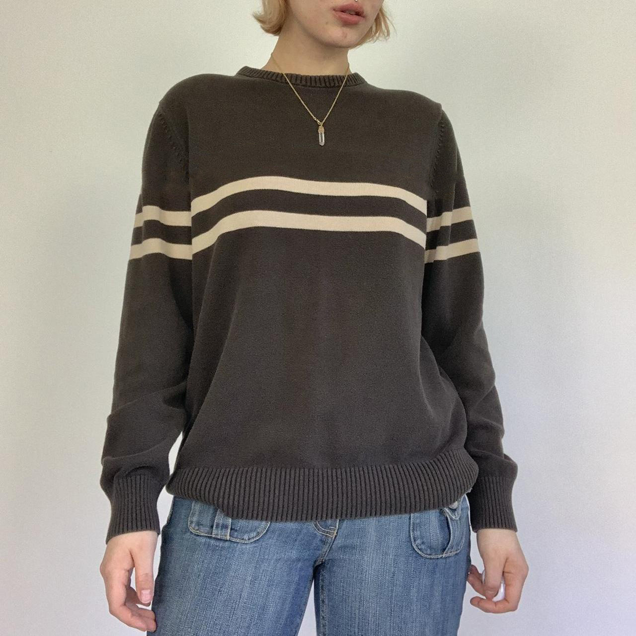 Striped Crewneck Long Sleeve Knit Sweater