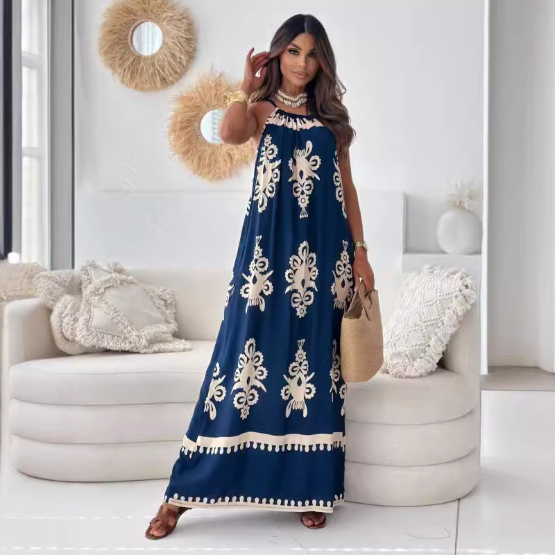 Women's Floral Print Open-Back Cami Dress