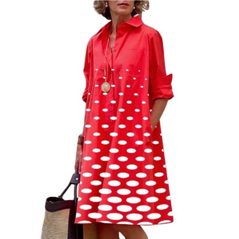 Women's Floral Print Lapel Collar Sheath Dress