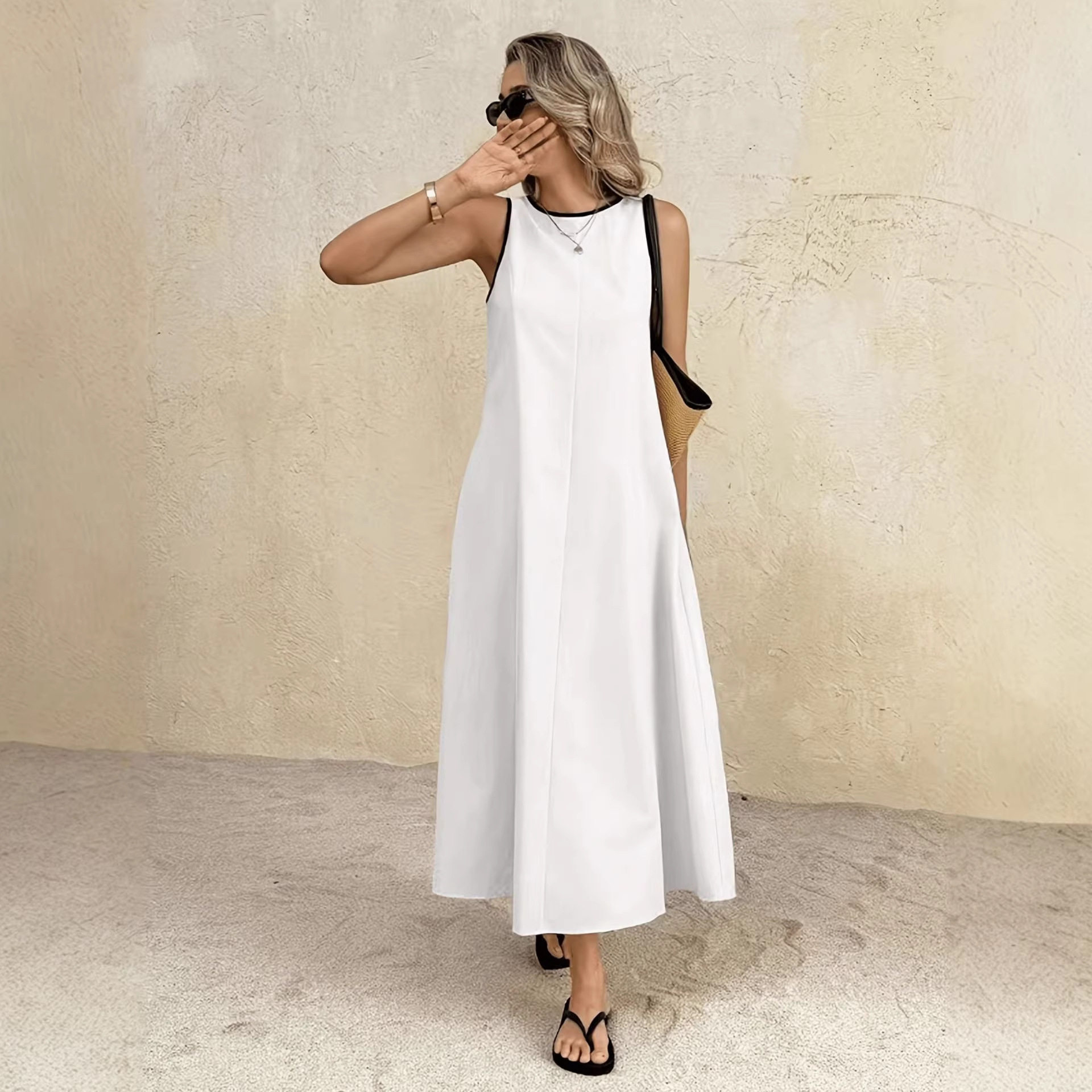Solid Sleeveless Long Tank Dress