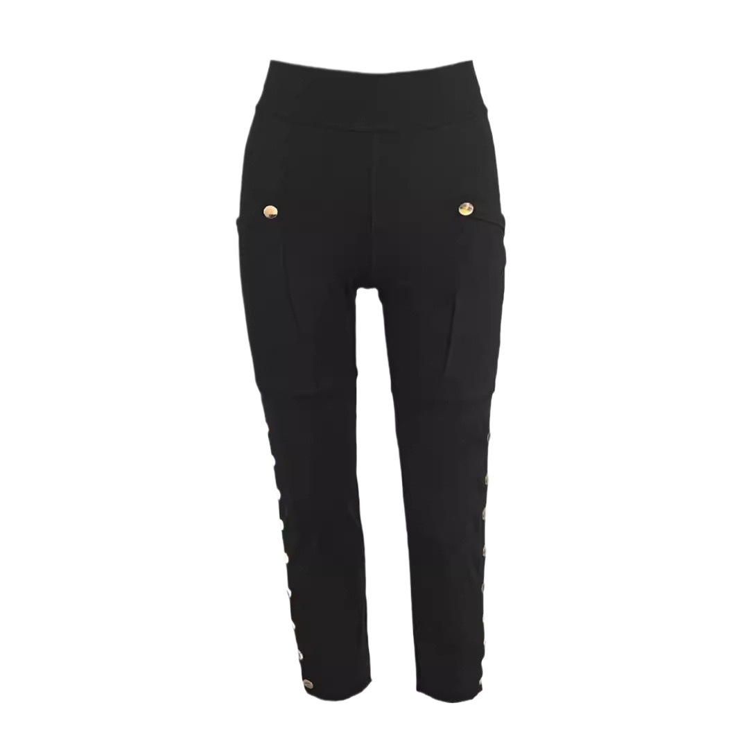 Solid Color High-Waist Tummy Control Butt-Lifting Skinny Pants