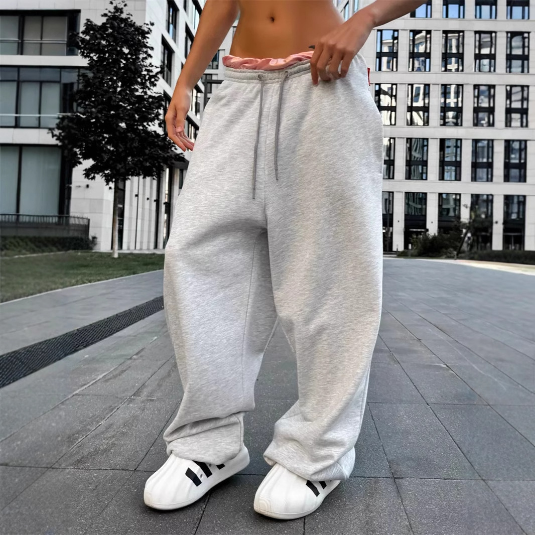 Women's Y2K Streetwear Lace-Up Wide-Leg Pants with Cinched Waist