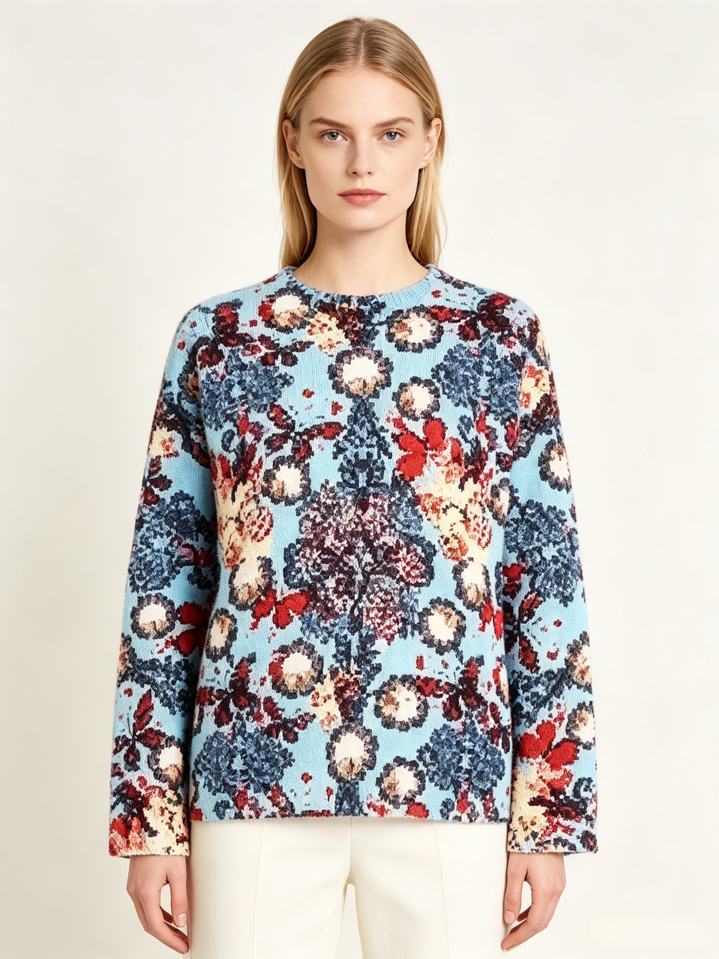 3D Christmas Print Crewneck Knit Sweater