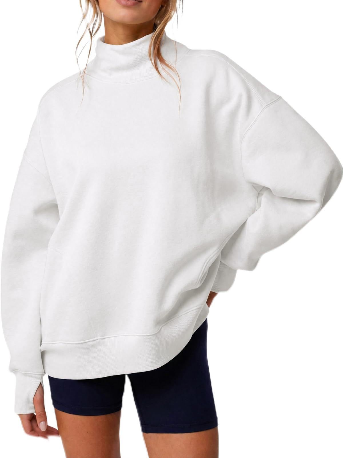 Women's Y2K Solid Half-Turtleneck Loose Pullover Sweatshirt
