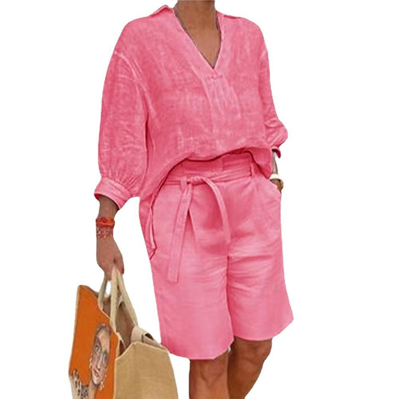 Women's Casual Two-Piece Set with Loose Shorts and Top
