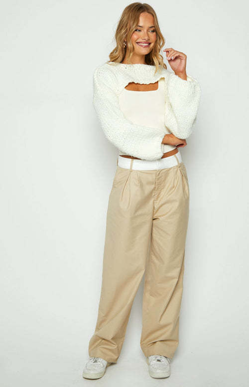 Women's Long Sleeve Cropped Knit Sweater Top