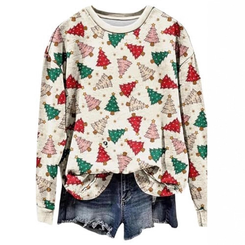 Women's Santa Letter Print Crewneck Sweatshirt
