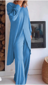 Women's Long Sleeve Asymmetric Wide-Leg Two-Piece Set Casual