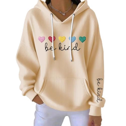 Women's Heart Be Kind Letter Print Hooded Sweatshirt