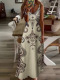 Floral Print V-Neck Cami Dress Bohemian Vacation Long Dress