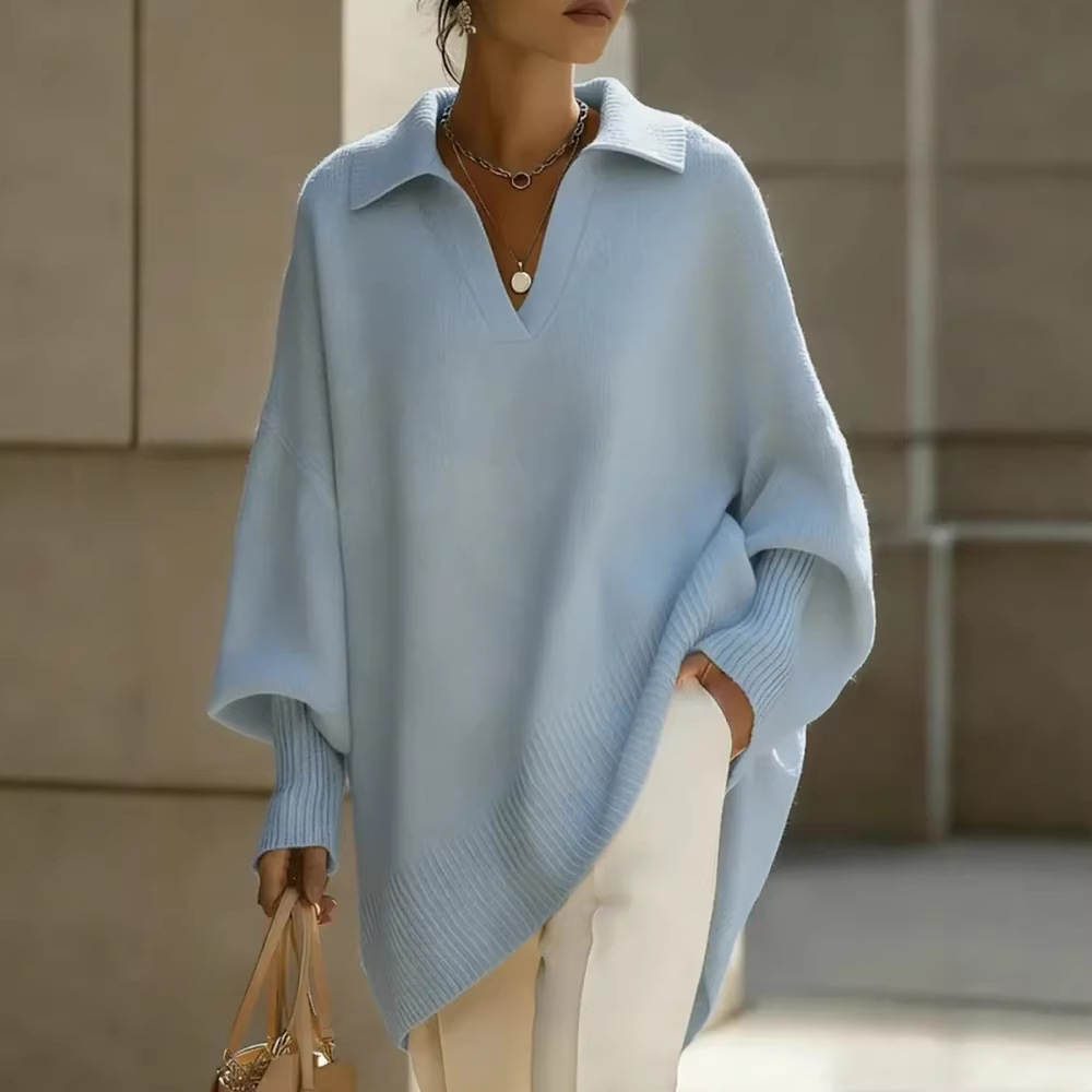 Collared Lantern Sleeve Pullover Sweater