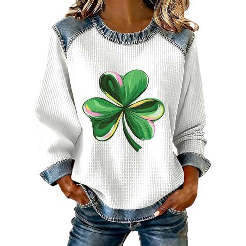Women's Clover Tree Plant Print Crewneck Sweatshirt