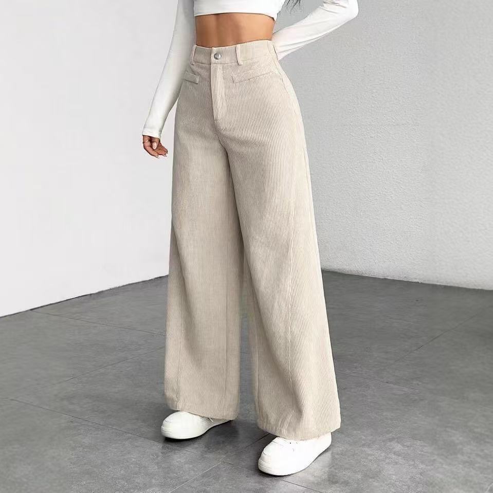 Corduroy High-Waist Wide-Leg Pants for Women