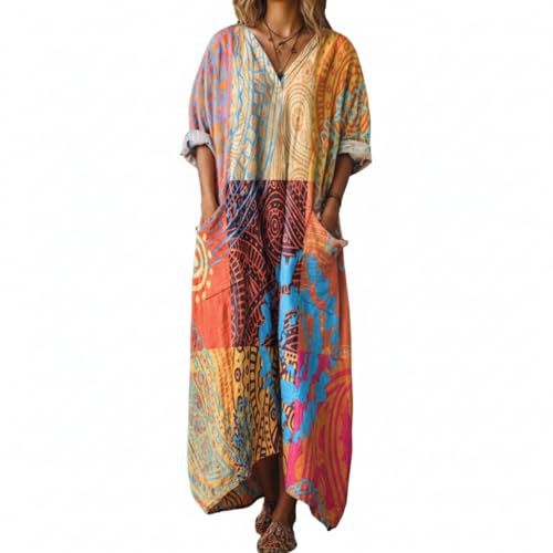 Women's Boho A-Line Midi Dress with 3D Print