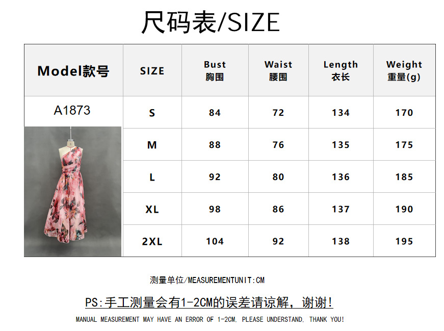 Digital Print One-Shoulder Sleeveless A-Line Midi Dress