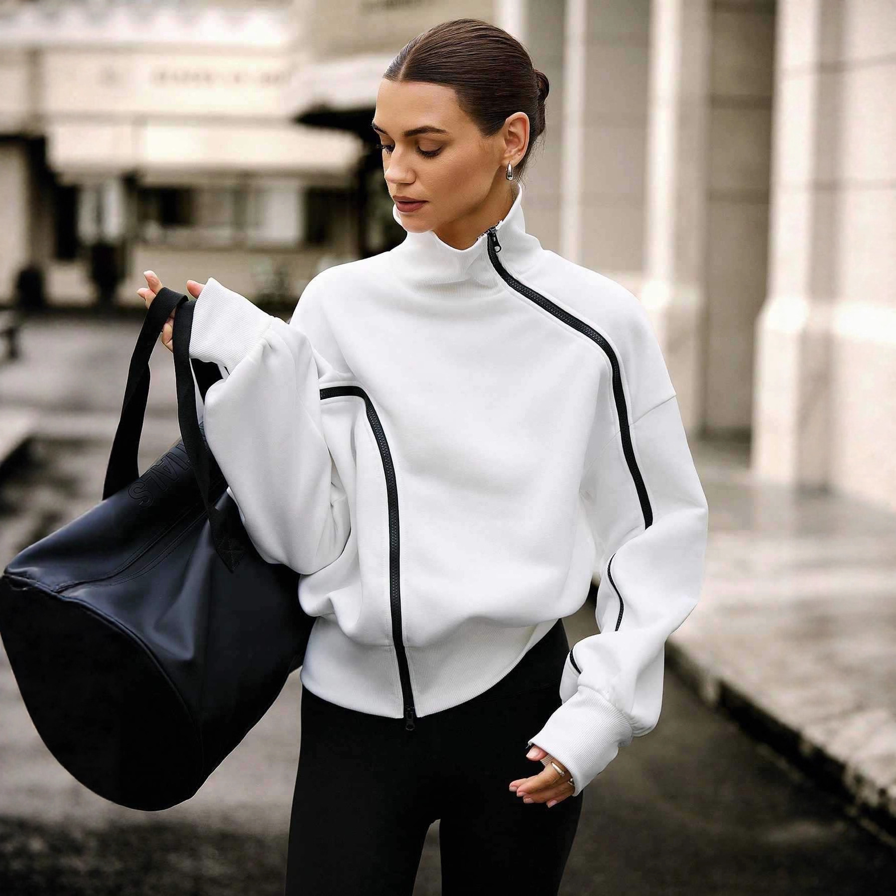 Long Sleeve Half-Zip Pullover Sweatshirt Solid Color