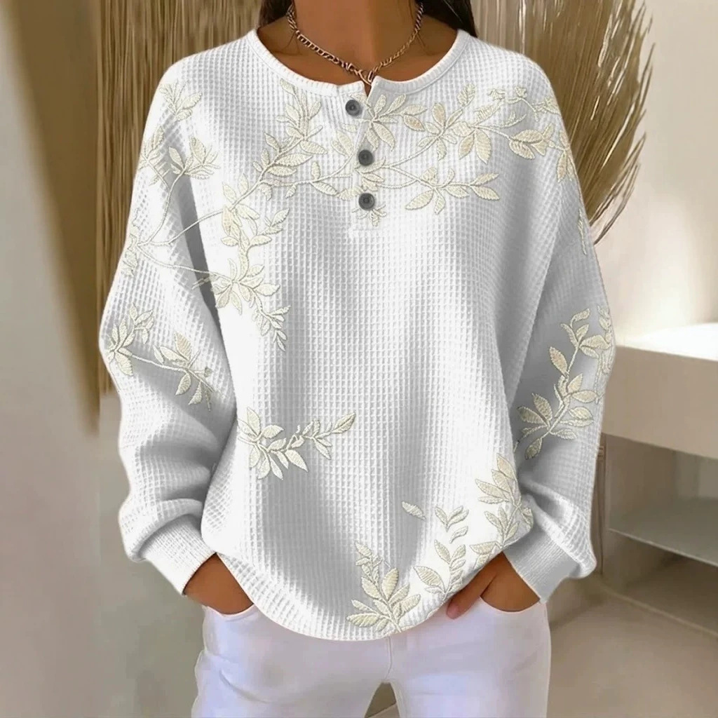 Women's Vintage Floral Print Button Sweatshirt