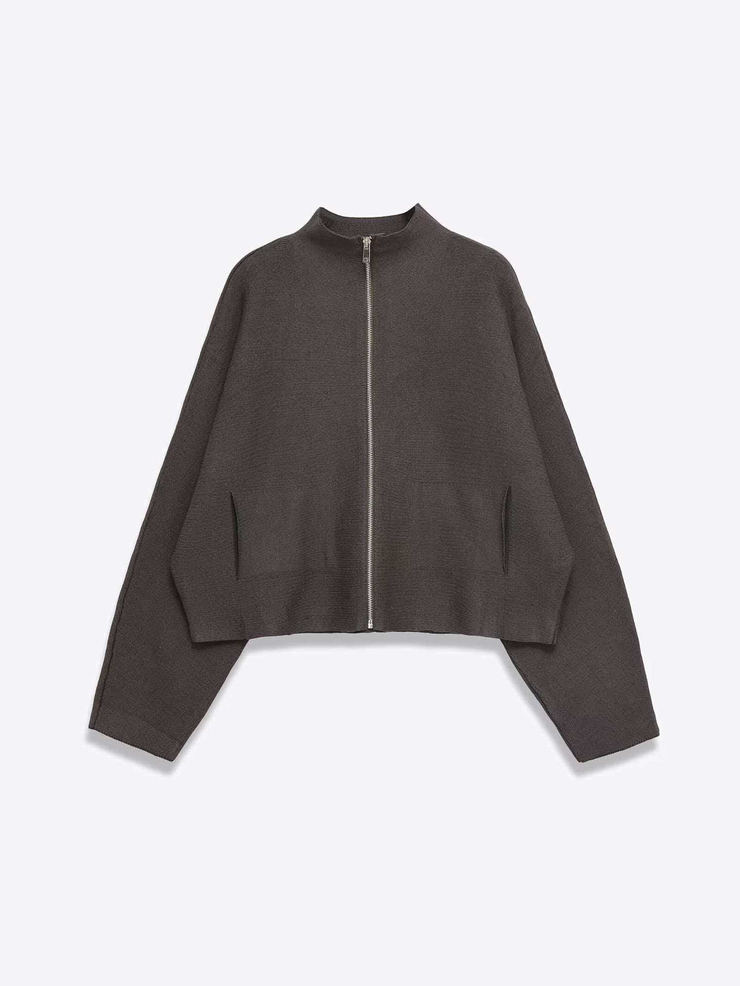Women's Minimalist Stand Collar Zip Knit Cardigan