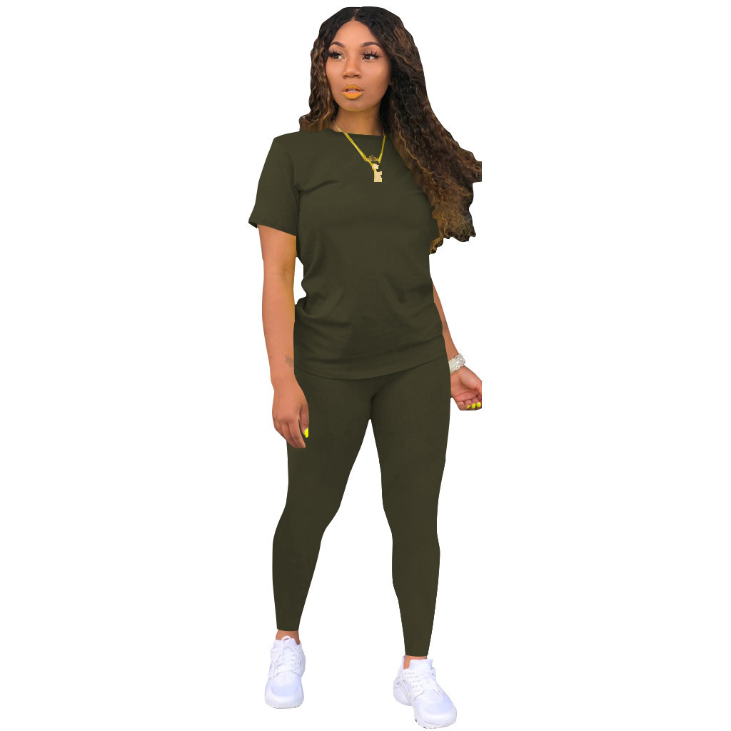Women's Solid Color Long Sleeve Two-Piece Casual Set
