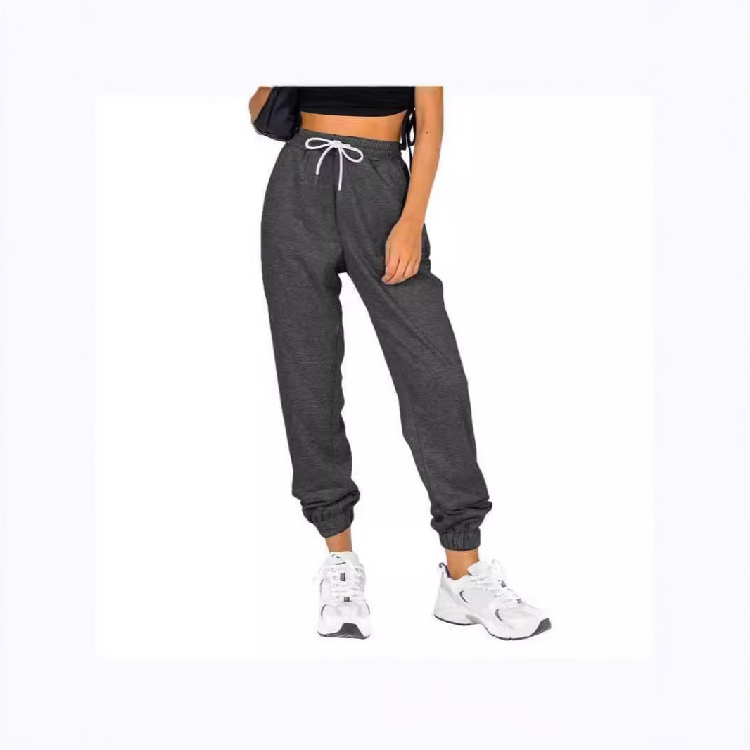 Women's High-Waist Tapered Jogger Pants with Pockets Solid Color