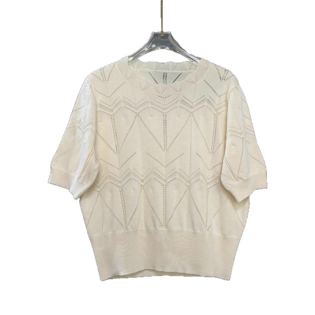 Women's French Style Hollow-Out Short Sleeve Knit Top