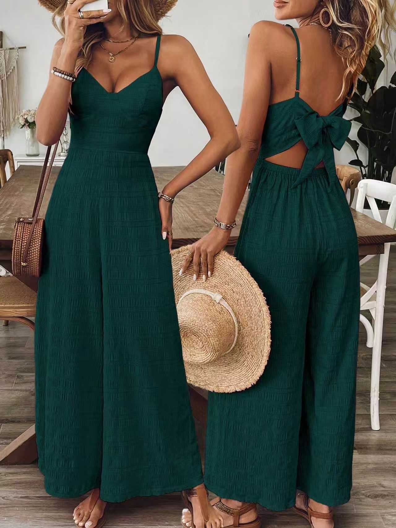 Women's Sleeveless Wide-Leg Jumpsuit with Spaghetti Straps