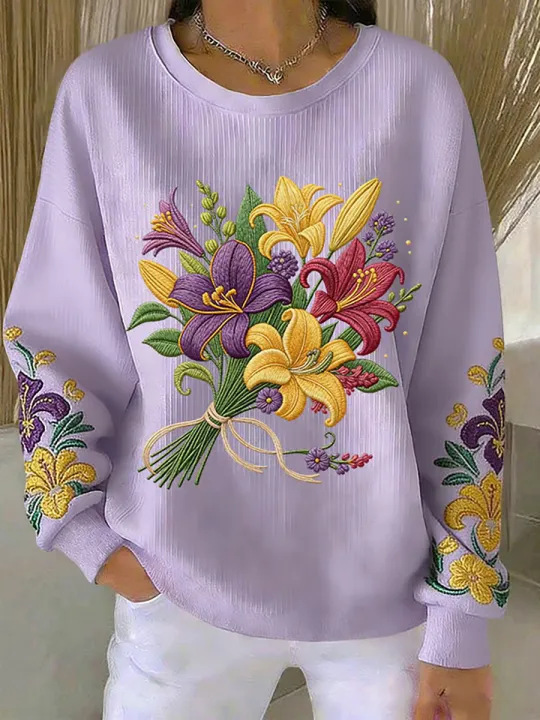 Iris Royal Print Women's Crewneck Sweatshirt