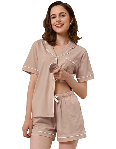 Women's Cuban Collar Short Sleeve Button Lounge Set