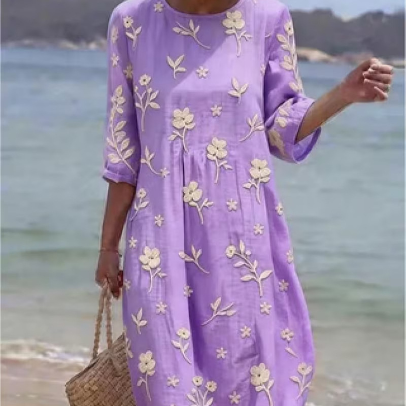 Women's Floral Print Ruched Midi Dress
