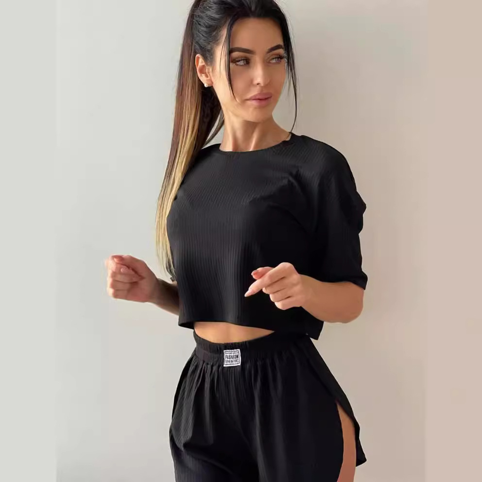 Women's Short Sleeve Crewneck T-Shirt and Shorts Two-Piece Set