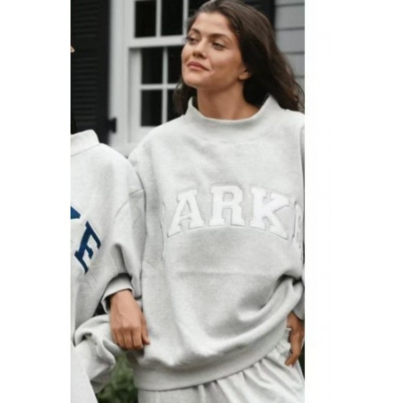 Embroidered Letter Crewneck Long-Sleeve Pullover Sweatshirt for Women
