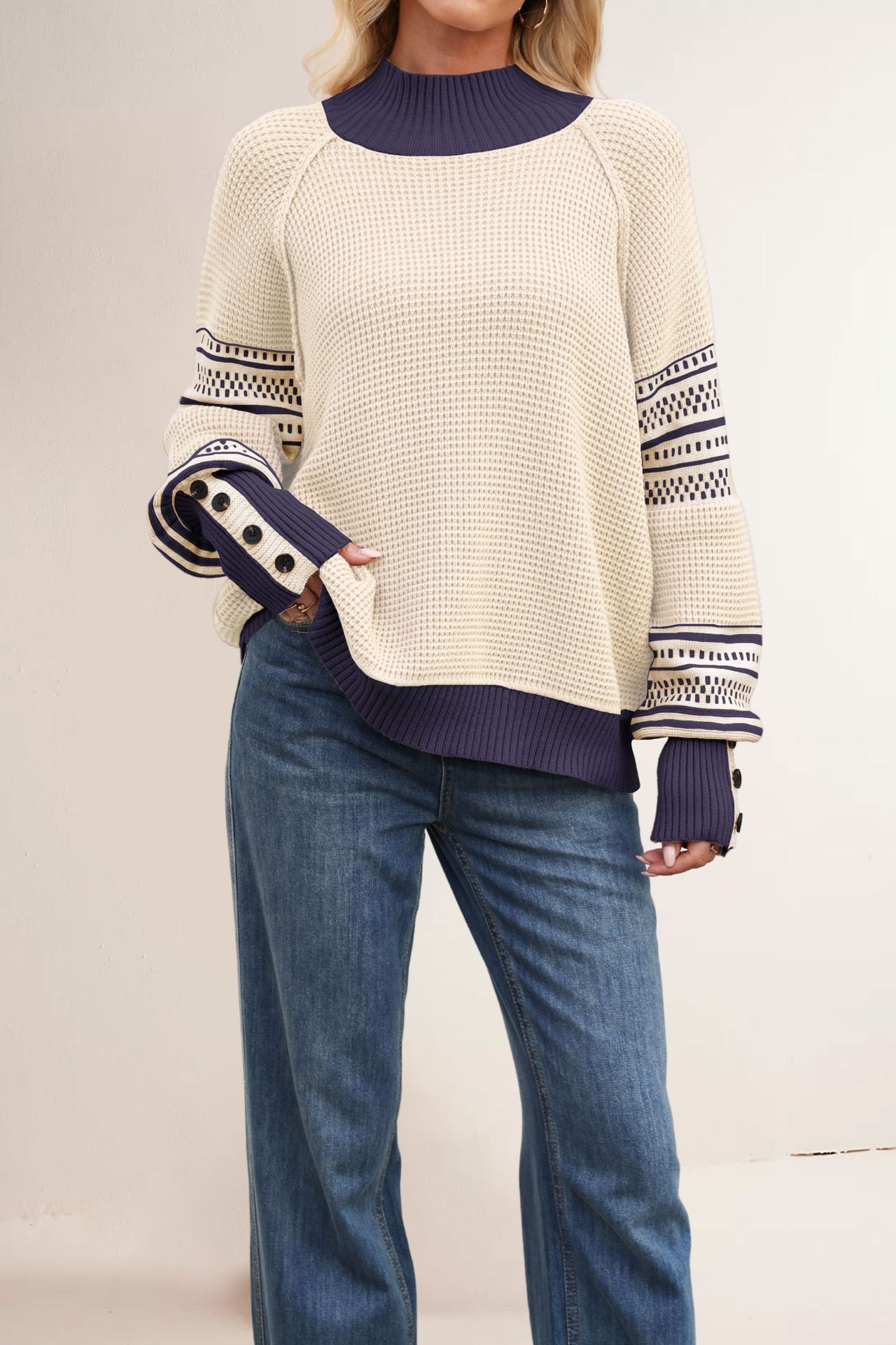 Women's Half-Turtleneck Knit Pullover Sweater