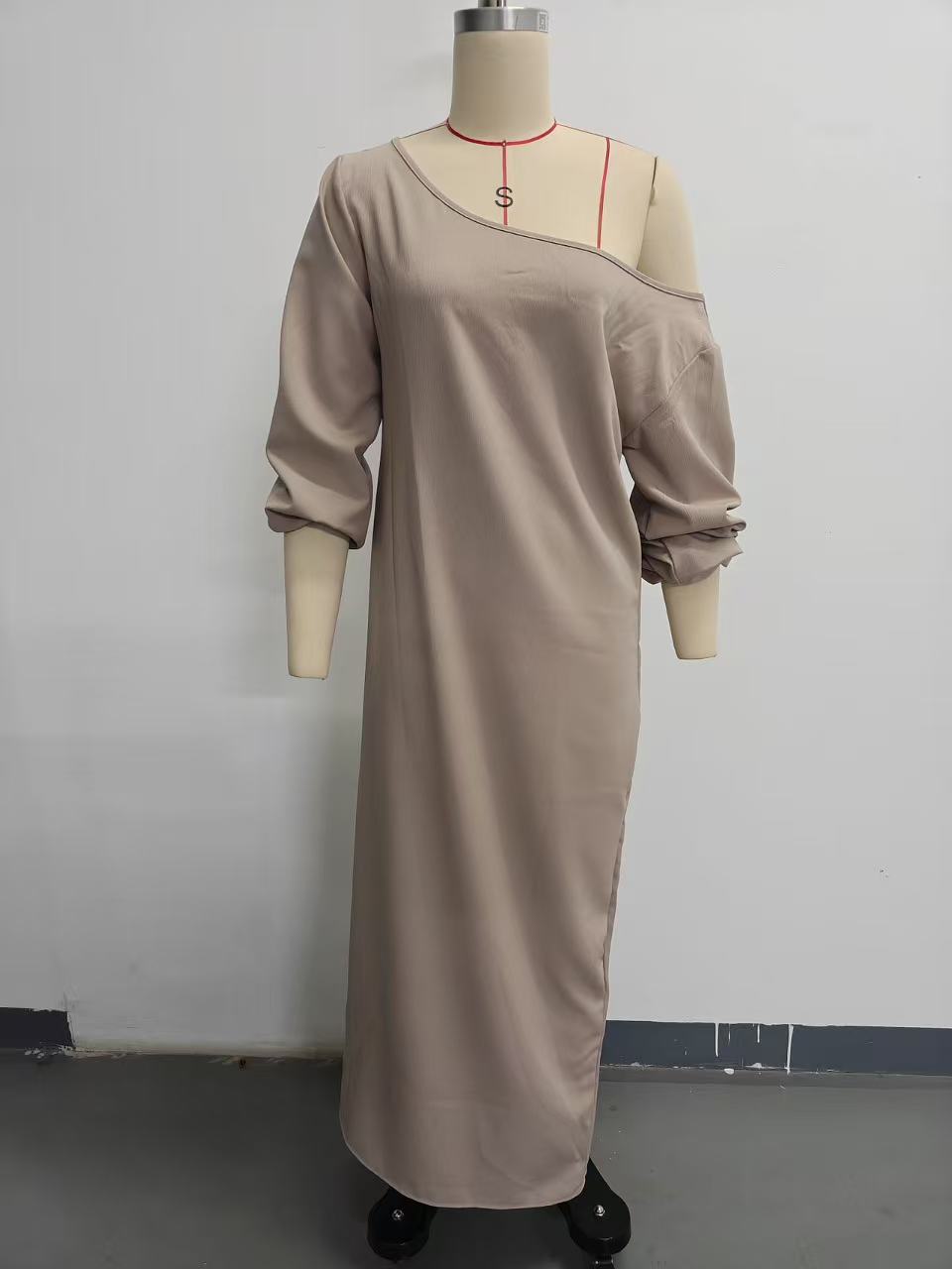 Women's Ivory Cotton-Linen Blend One-Shoulder Midi Dress