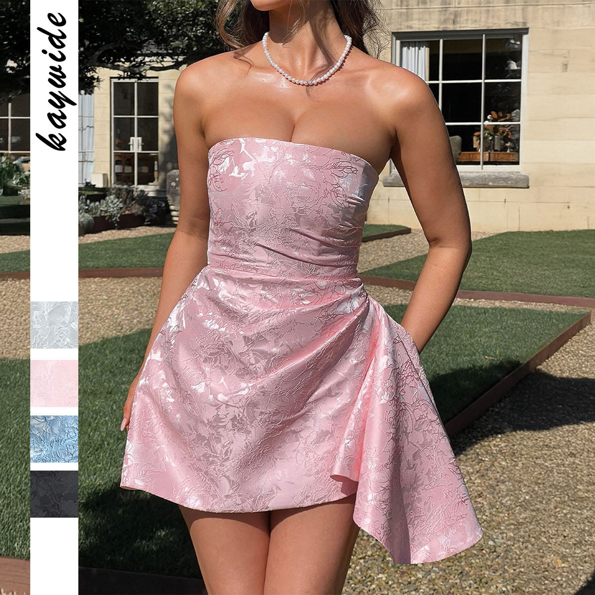 Sleeveless Off-Shoulder Floral A-Line Mini Dress