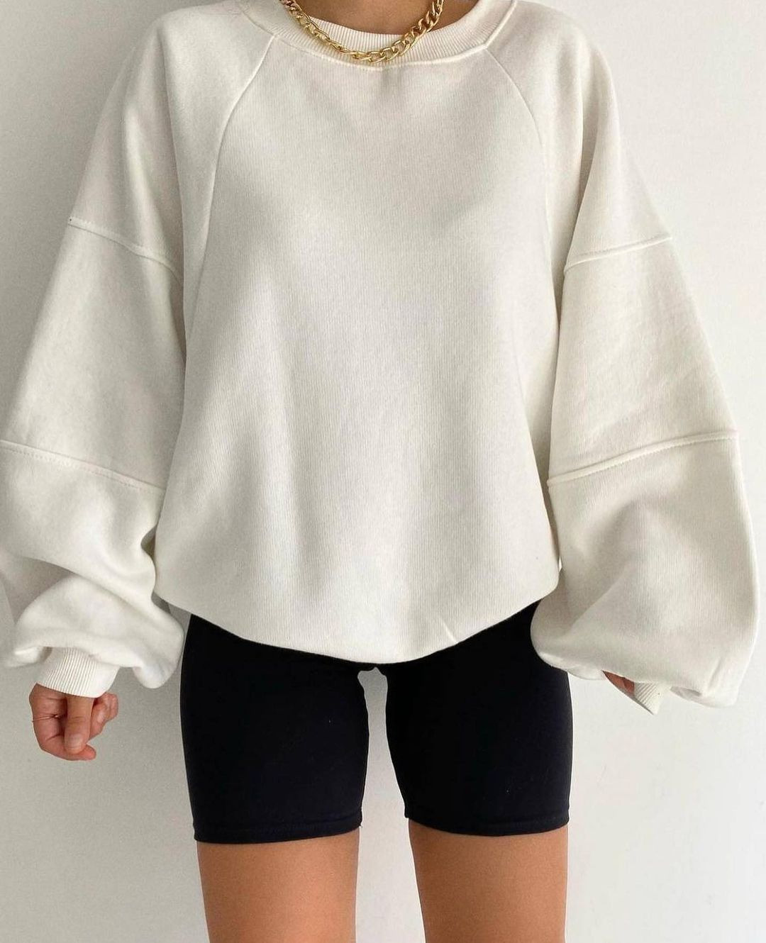 Crewneck Colorblock Long-Sleeve Solid Pullover Sweatshirt