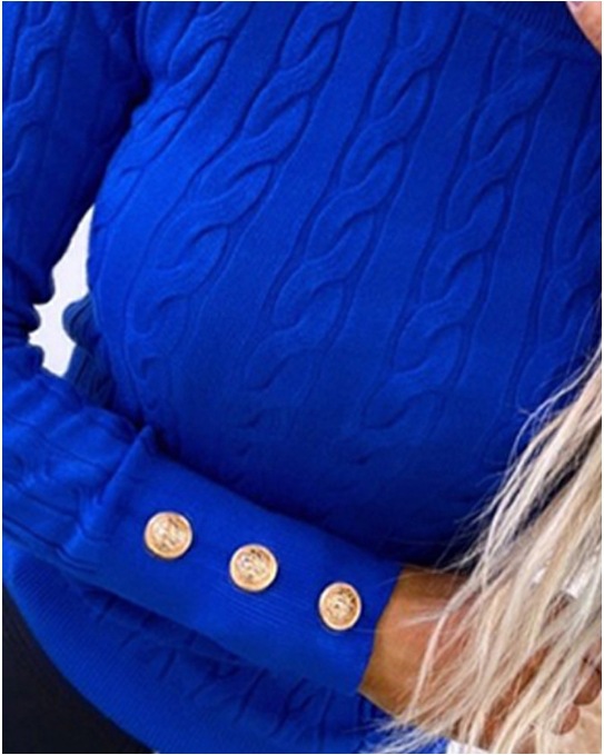 Women's Cable-Knit Textured Sweater, Solid Color Crewneck Pullover