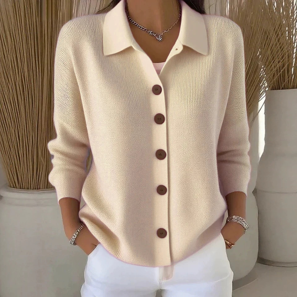 Women's Button-Front Knit Cardigan Sweater, Solid Color Casual