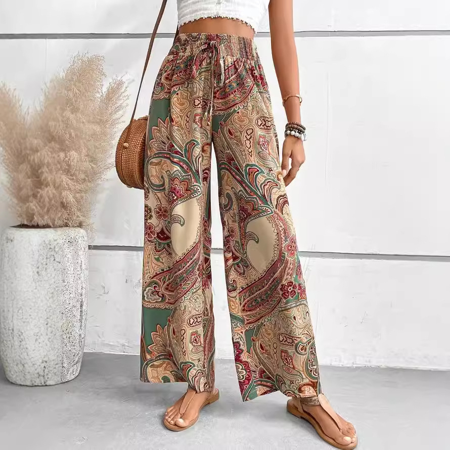 Women's Digital Print Bohemian Elastic Waist Loose Casual Pants