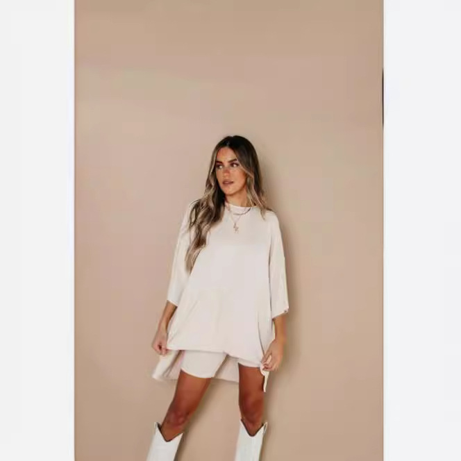 Women's Loose-Fit Short-Sleeve T-Shirt and Shorts Set, Casual Loungewear