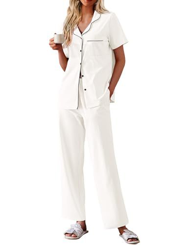 Women's Cuban Collar Short Sleeve Shirt and Pants Set