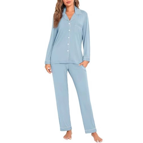 Women's Cuban Collar Retro Print Long Sleeve Loungewear Set