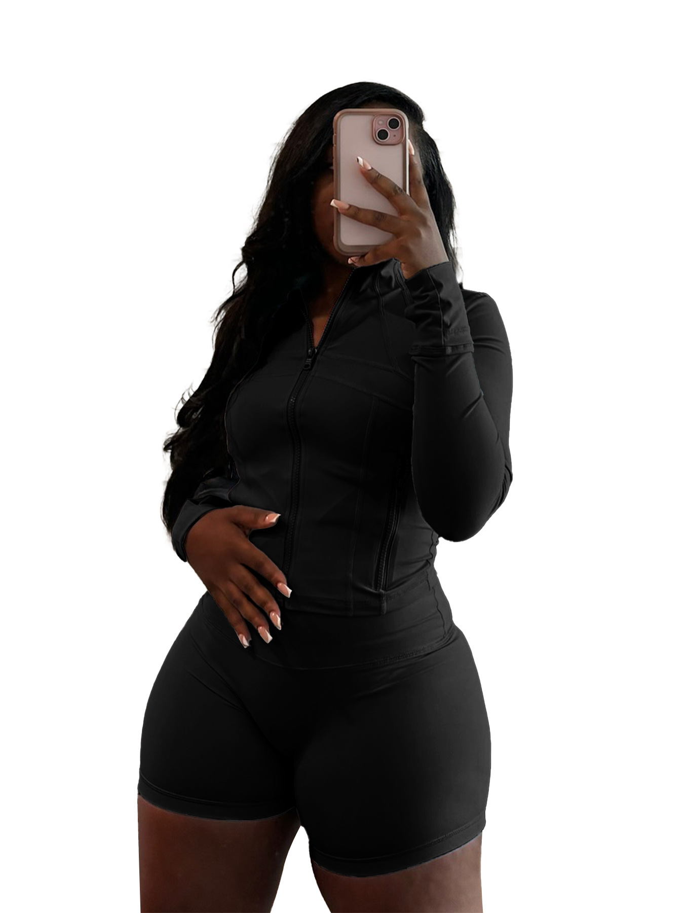 Women's Sexy Bodycon Long Sleeve & Shorts Two-Piece Set