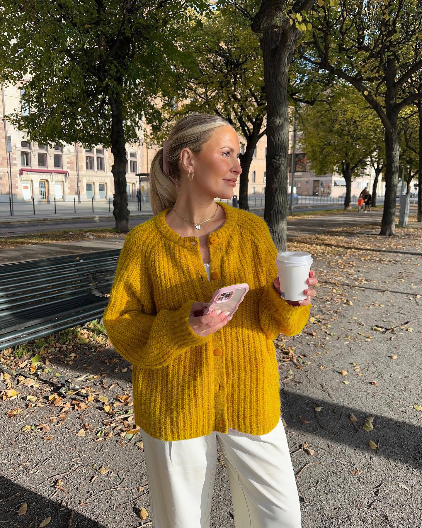 Women's Solid Knit Cardigan Round Neck Long Sleeve Loose Fit