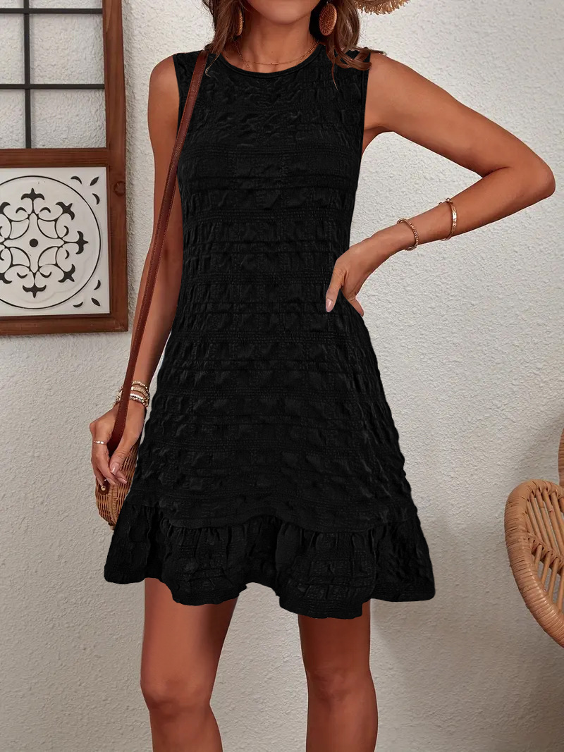 Women's Sleeveless Tie-Waist Solid Casual Dress
