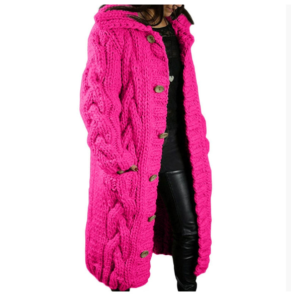 Women's Plus Size Open-Front Cardigan Sweater Long Knit Coat with Pockets